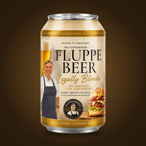 Badge Fluppebeer avec le portrait de Philippe Meirlaen
