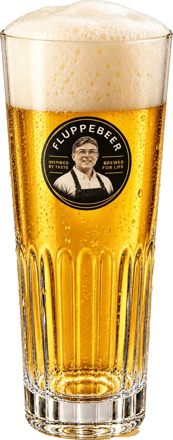 Bière Fluppe dans un verre au logo FluppeBeer